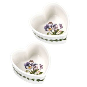 Portmeirion Botanic Garden 2 Heart-Shaped Porcelain Ramekins (Pansy), Gift